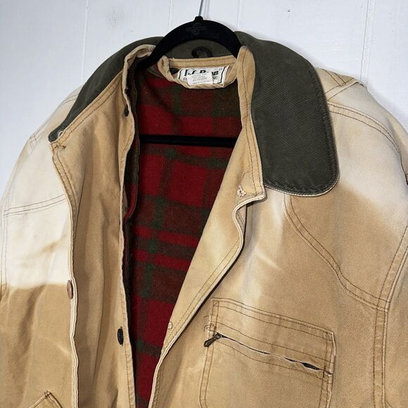 L.L. Bean Freeport Maine Vintage Blanket Lined Chore Coat Faded Bleached XL - Picture 3 of 6